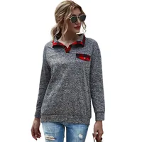 2020 Autumn Winter Plaid Sweatshirs Women Turn-down Collar Long Sleeve Fashion Streetwear Hoodies Vintage Pullovers Sweatshirt