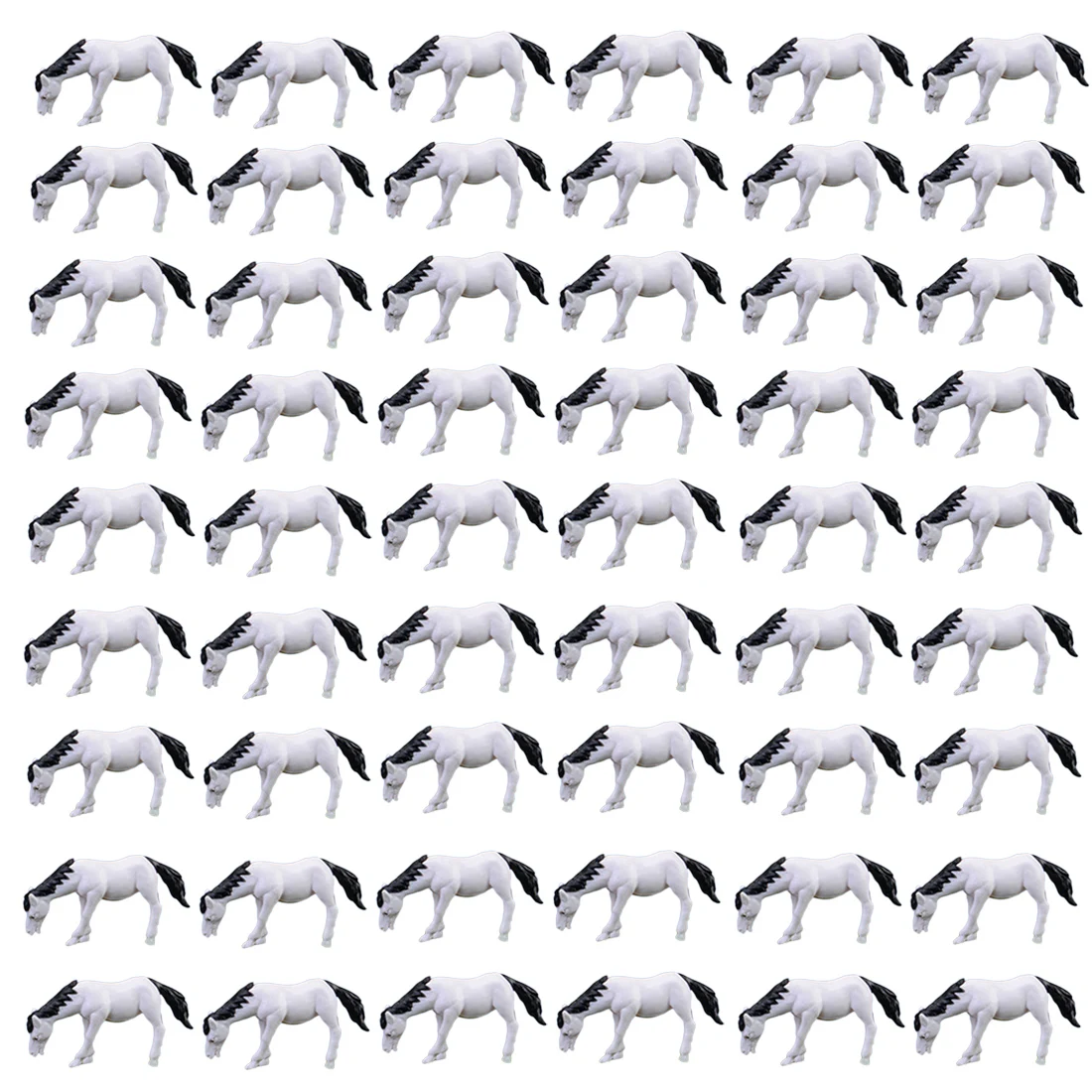  DIY 100Pcs 1:87 Scale Model Horse For DIY Architecture Sand Table Micro Landscape - White/Coffee