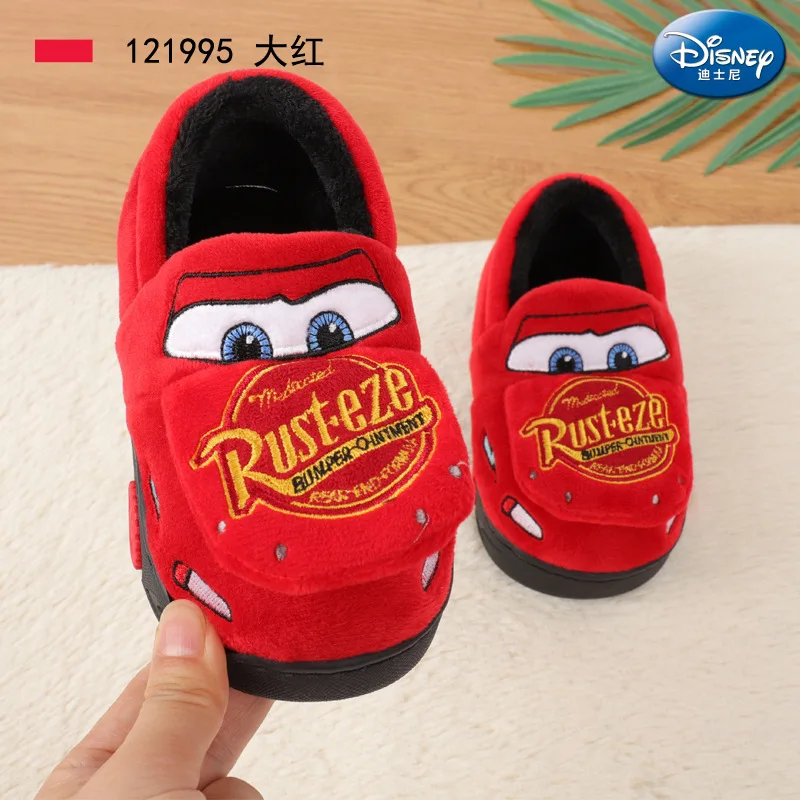 red Disney/Детская Хлопковая обувь; Новинка года; Сезон Зима; Домашние Нескользящие хлопковые тапочки; детская сумка с хлопковой обувью - Цвет: red