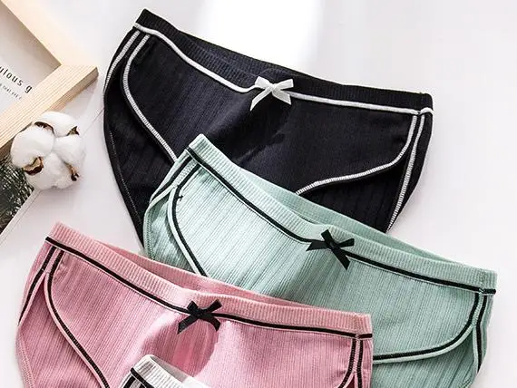 3pcs one lot cotton Intimates Underwear Women Panties 1458 - Цвет: black red green