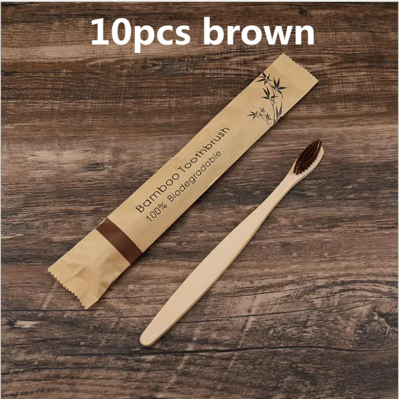 Eco-Friendly Bamboo Toothbrush Set – 10 Colorful Soft Bristle Brushes