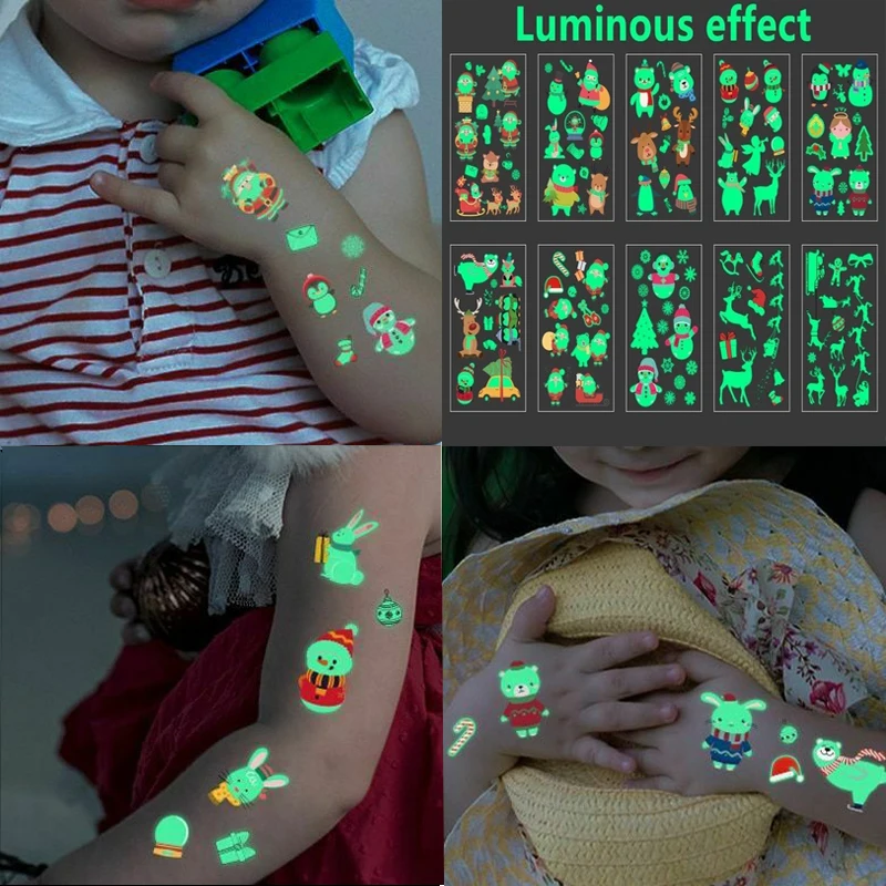 

Christmas luminous temporary tattoo stickers waterproof and environmentally friendly tasteless Christmas party body art