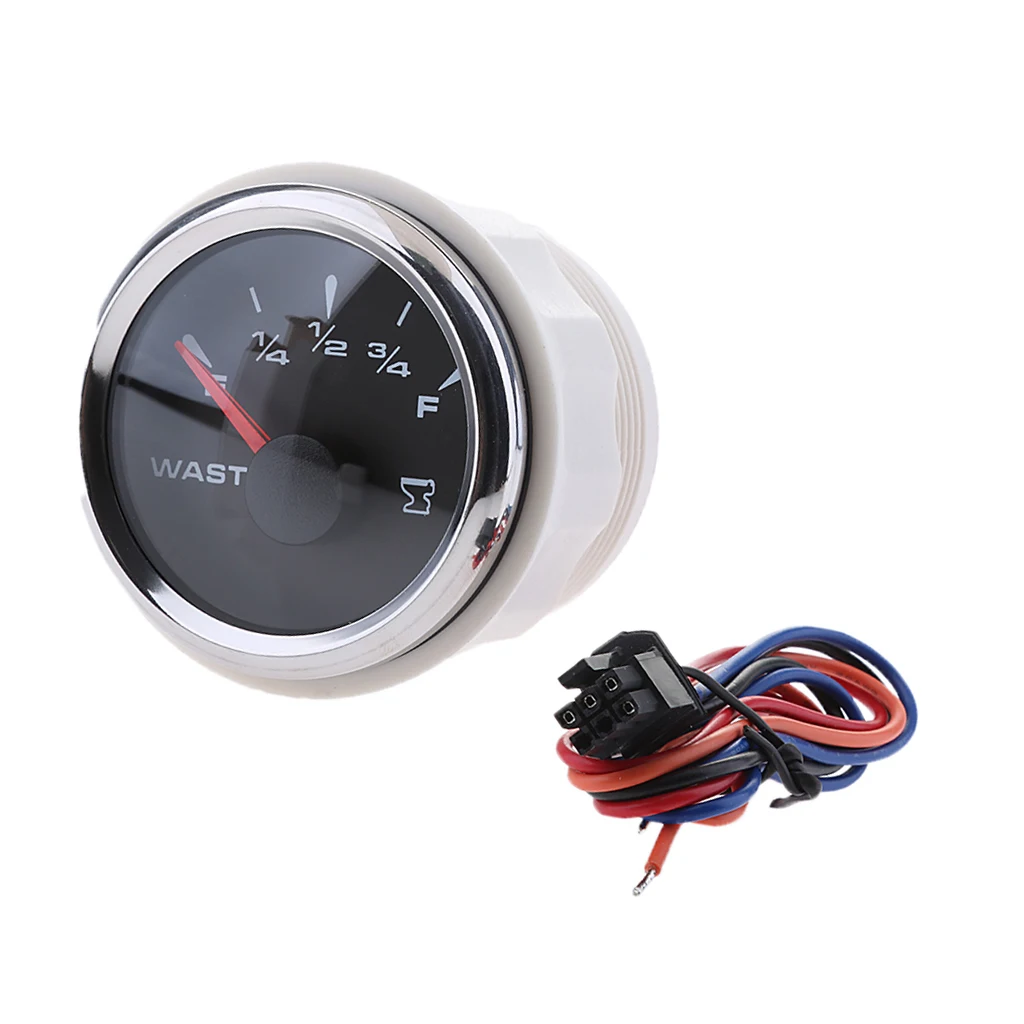 9-32V 52mm Black Dial Boat Marine Electric Sewage Water Level Gauge with Colorful Backlights