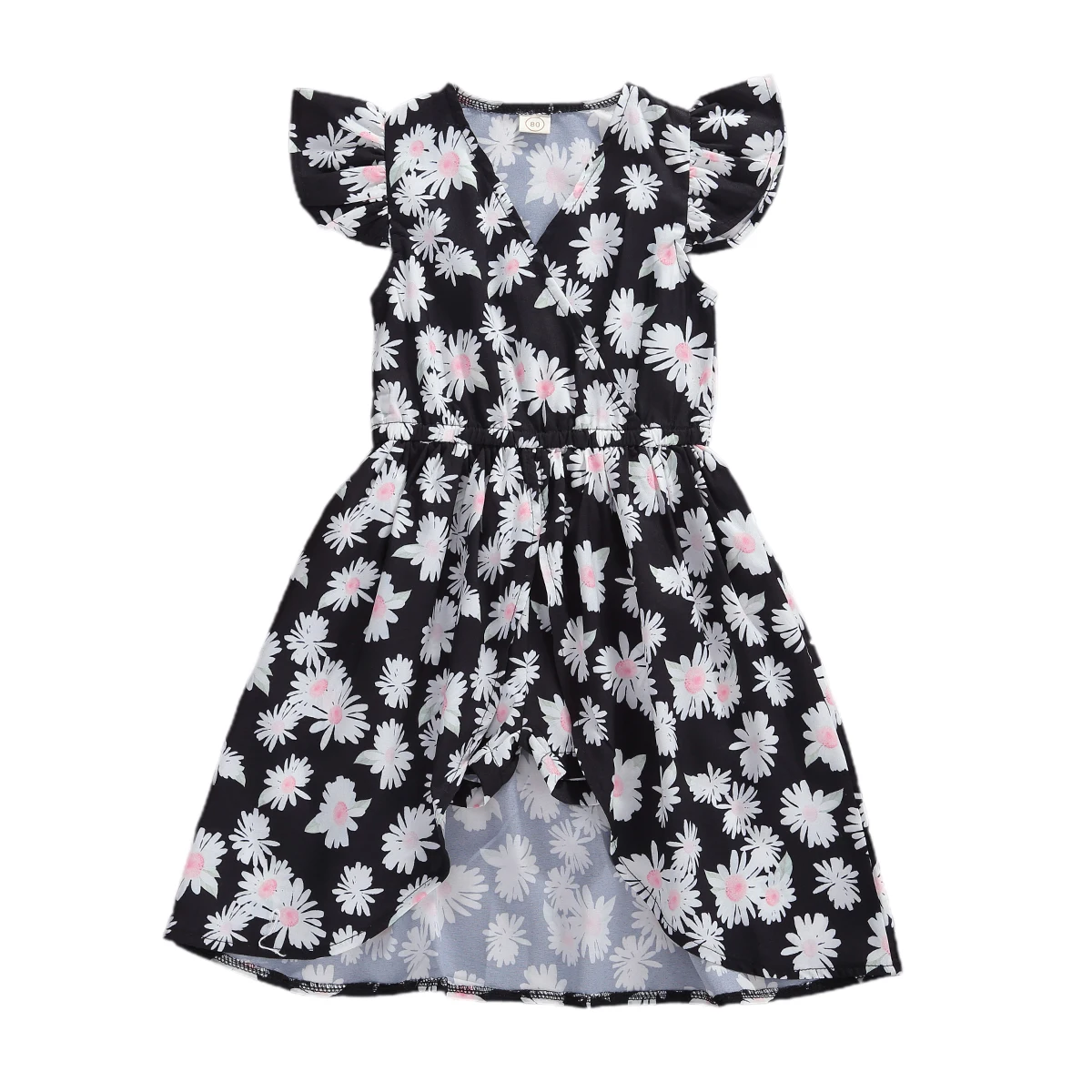 

1-6Y Toddler Baby Little Girls Summer Dress Romper Fly Sleeve Diasy Print V-Neck Jumpsuit Derss Outfit