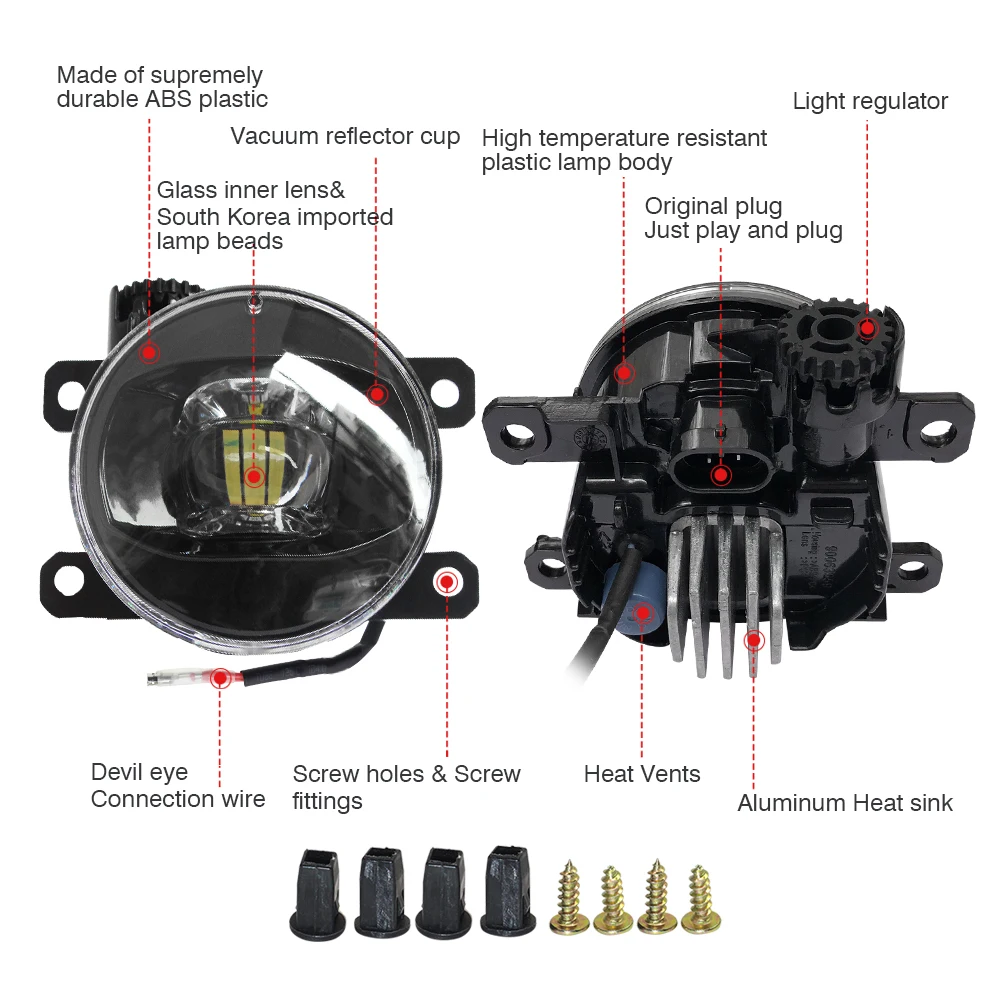 Cawanerl для 2009 2018 Citroen DS3 Car 4000LM светодиодный противотуманный светильник H11 Socket Devil Eye