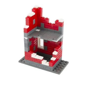 

City Compatible Small Particle Soldiers Build Ruins Hut Scene Assembled Building Blocks Boy Toys