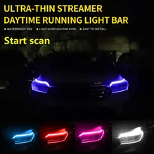 

2 pcs Ultra-Thin car LED Daytime Running Light Soft Tube LED Strip Colorful Water Light Guide Car Light Strips Light Strip