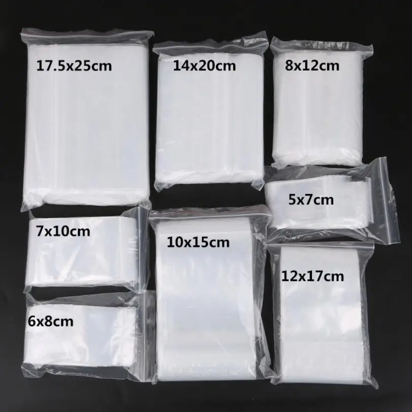 

100pcs Transparent Self Sealing Sachet Zip Zipper Lock Plastic Bags 5*7cm/6*8cm/7*10cm Clear Ziplock Bag For Jewelry Packaging