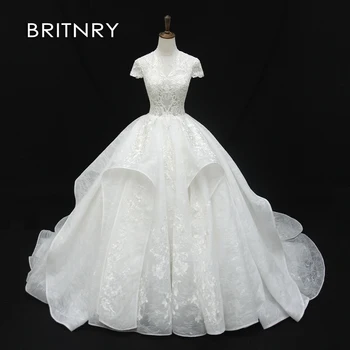 شراءBRITNRY فستان زفاف فاخر 2020 أميرة زينة مطرز ثوب مصلى ذيل شابيل رقبة V فستان زفاف Vestido De Noiva