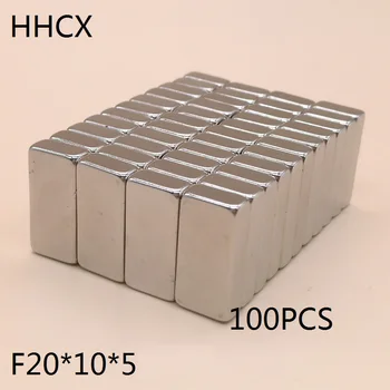 

100pcs/lot NdFeB Magnet 20*10*5 block magnet 20x10x5 N35 Strong Square Neodymium Magnets 20 x 10 x 5 for motor