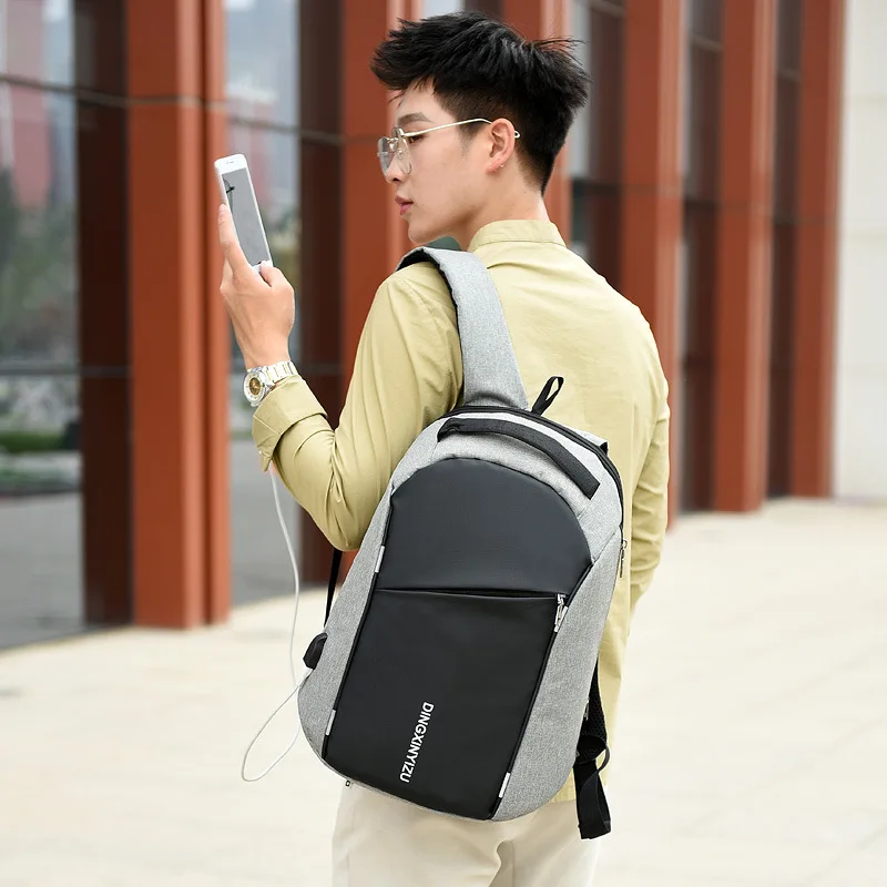 

Fashion Canvas Backpack for Men School USB Charging Port Travel Laptop College Student backpack Travel Daypack Rucksack black