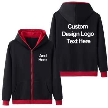 

Autumn Winter Men Hoodies High Quality DIY Design Custom Printing Sweatshirt Casual Fleece Coat Print Men's Cotton Jacket