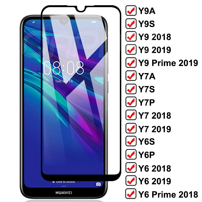 phone protector 9D Tempered Glass For Huawei Y6P Y6S Y7A Y7P Y7S Y8P Y8S Y9A Y9S Y6 Y7 Y9 Prime 2018 2019 Screen Safety Protective Glass Film best screen guard for mobile