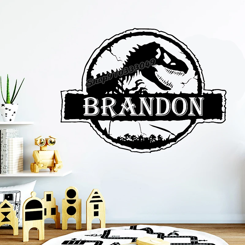 

Персонализированные настенные наклейки с именем динозавра, настенные стикеры на заказ, виниловые украшения для детской комнаты для мальчиков, обои C551