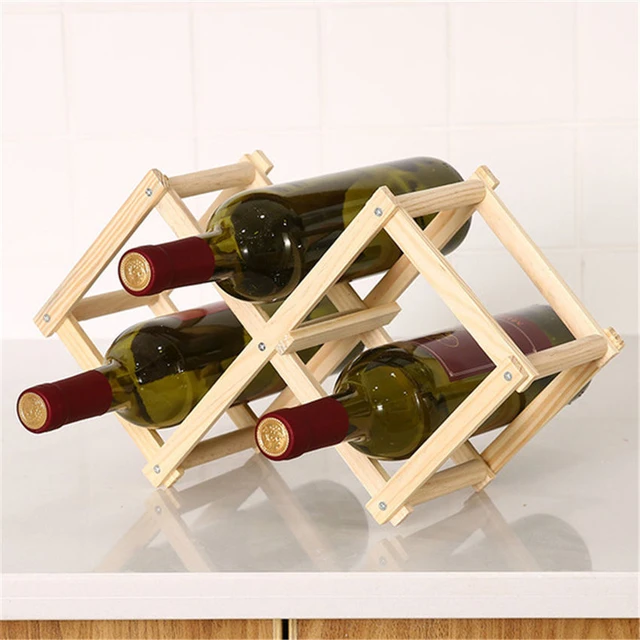 Estante de madera para vino tinto, soporte de 3 botellas, barra de montaje,  estante de exhibición