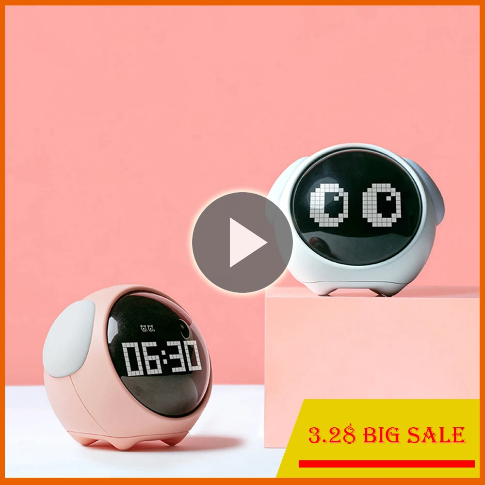 Reloj despertador multifuncional de voz para mesita de noche, luz nocturna de Control, alarma de niño, recargable, 2021