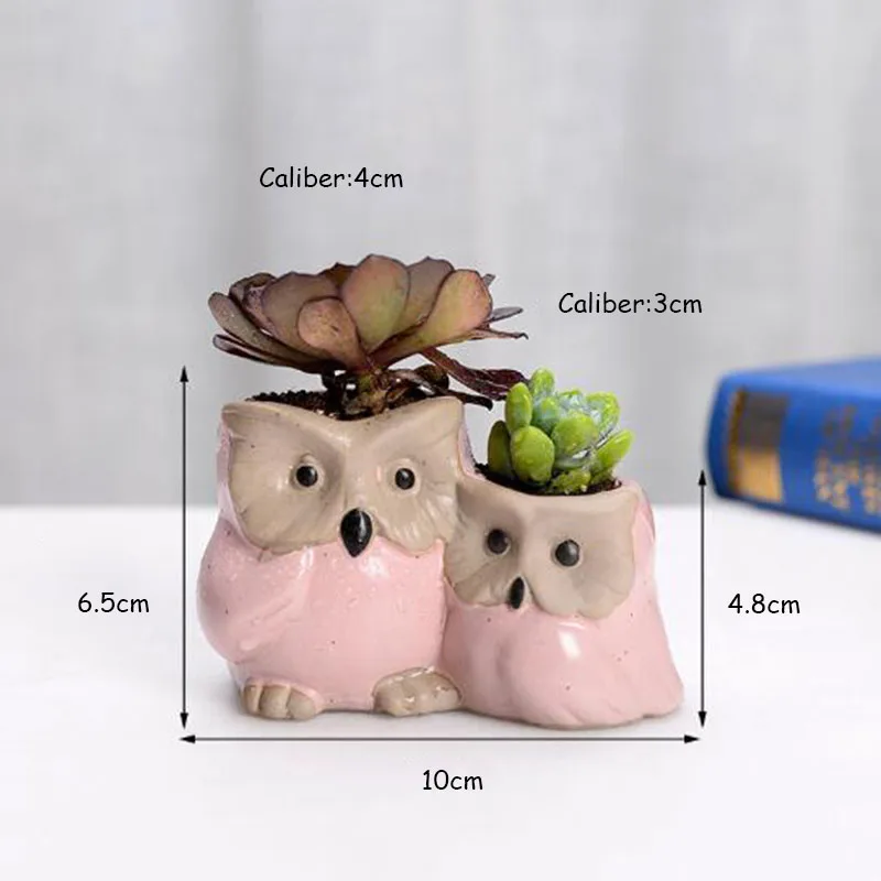 New Succulent Plants Flowerpot Couple Owl Flower Pot Green Planter Simple Style Ceramic Crafts Bonsai Planters Desktop Ornaments - Цвет: 5