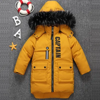 

2-8 Years Old Boy Girl Winter Jacket Warm Parka Coat 2019 Fashion Cotton Jackets For Children Color Black / Orange Red / Yellow