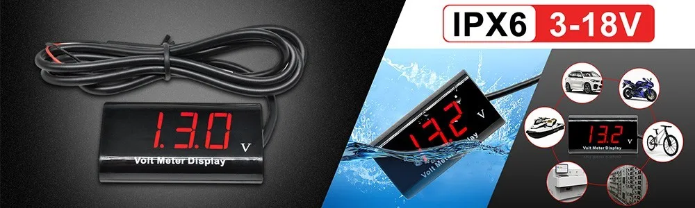 Мини цифровой вольтметр Напряжение метр тестер 0,28 дюймов 2,5 V-30 V светодиодный Экран Цифровой вольтметр, красный, зеленый, голубой, желтый