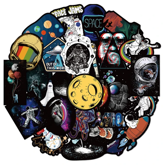 10/30/50PCS Outer Space Astronaut Graffiti Stickers Cartoon DIY Skateboard Fridge Motorcycle Luggage PVC Waterproof Sticker Toy 3