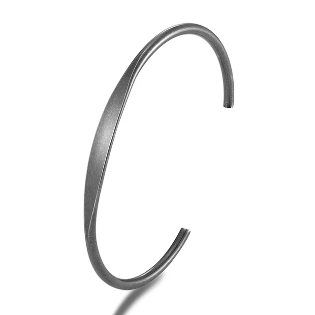 Stainless Steel Men Vintage Black Bangle Cuban Cuff Bracelet Fashion Jewelry Hand Wristband Boyfriend Gift Wholesale Accessories Vintage Black 2