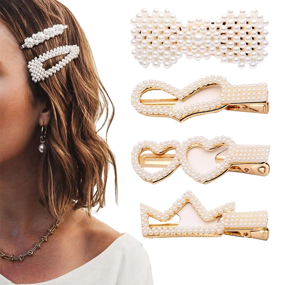 

Ladies Girls Pearl Hair Clip for Women Korean Ornament Hair Clip Love Barrette Hairpins Christmas Hair Accessories for Kid Girl