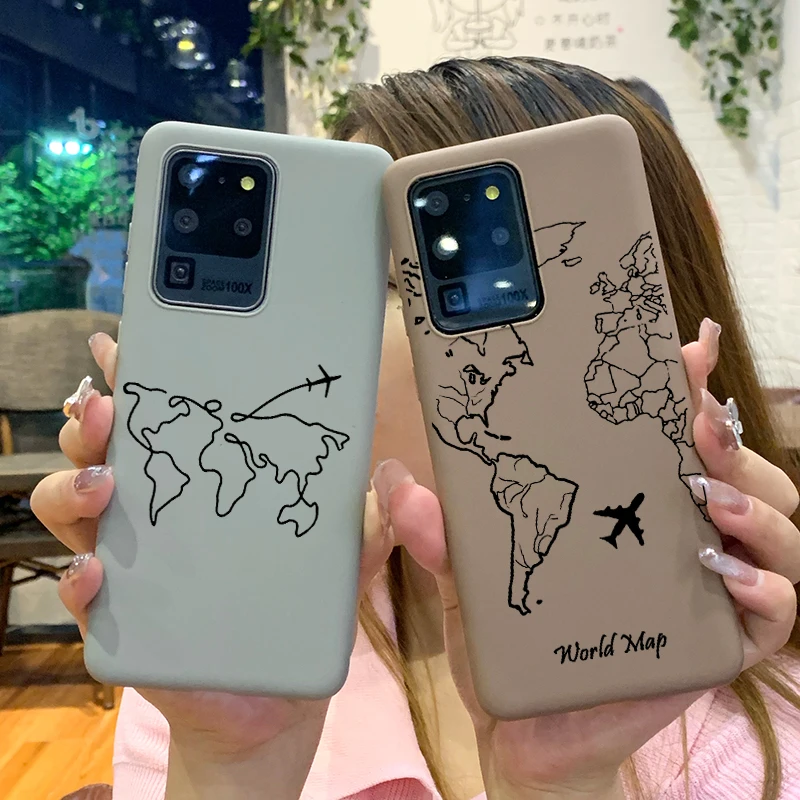 Чехол для телефона с поп-картой мира Samsung Galaxy S20 S10 S9 S8 Plus Ultra S10e матовые силиконовые