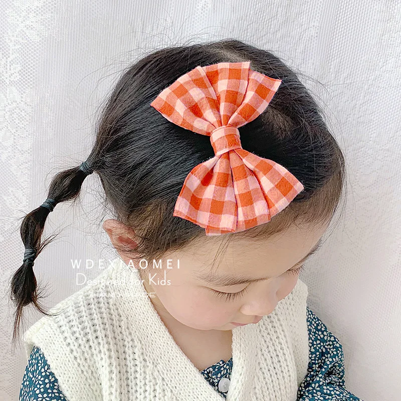 

Cute Bow Hair Clip For Girls Woman Sweet Hairgrip Barrettes Cotton Plaid Bowknot Hairpins Fashion Kids Hair Pin Accessories Gift