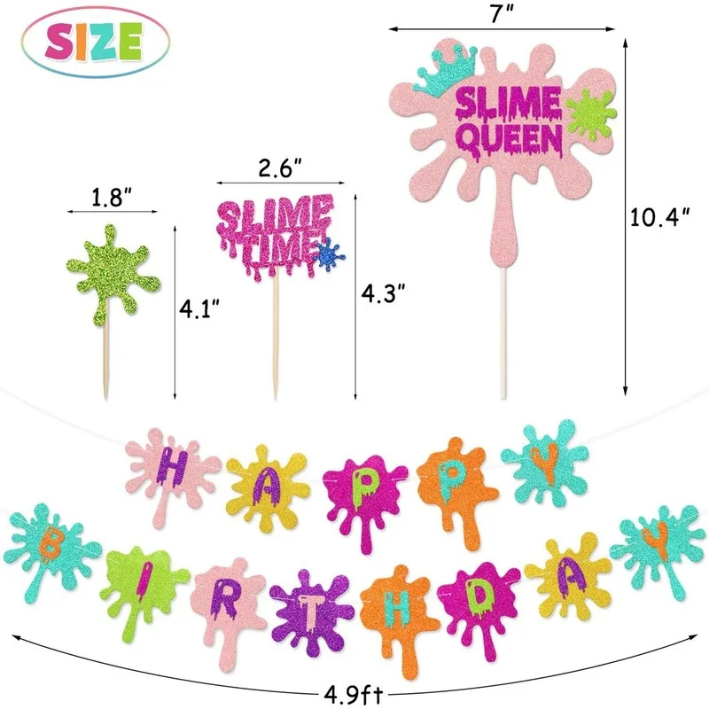 Slime Theme Birthday Balloons Slime Time Cake Topper Happy Birthday Banner Birthday Party Kids Gift Decor Baby Shower Supplies Slime Theme Birthday Balloons Slime Time Cake Topper Happy Birthday Banner Birthday Party Kids Gift Decor Baby Shower Supplies