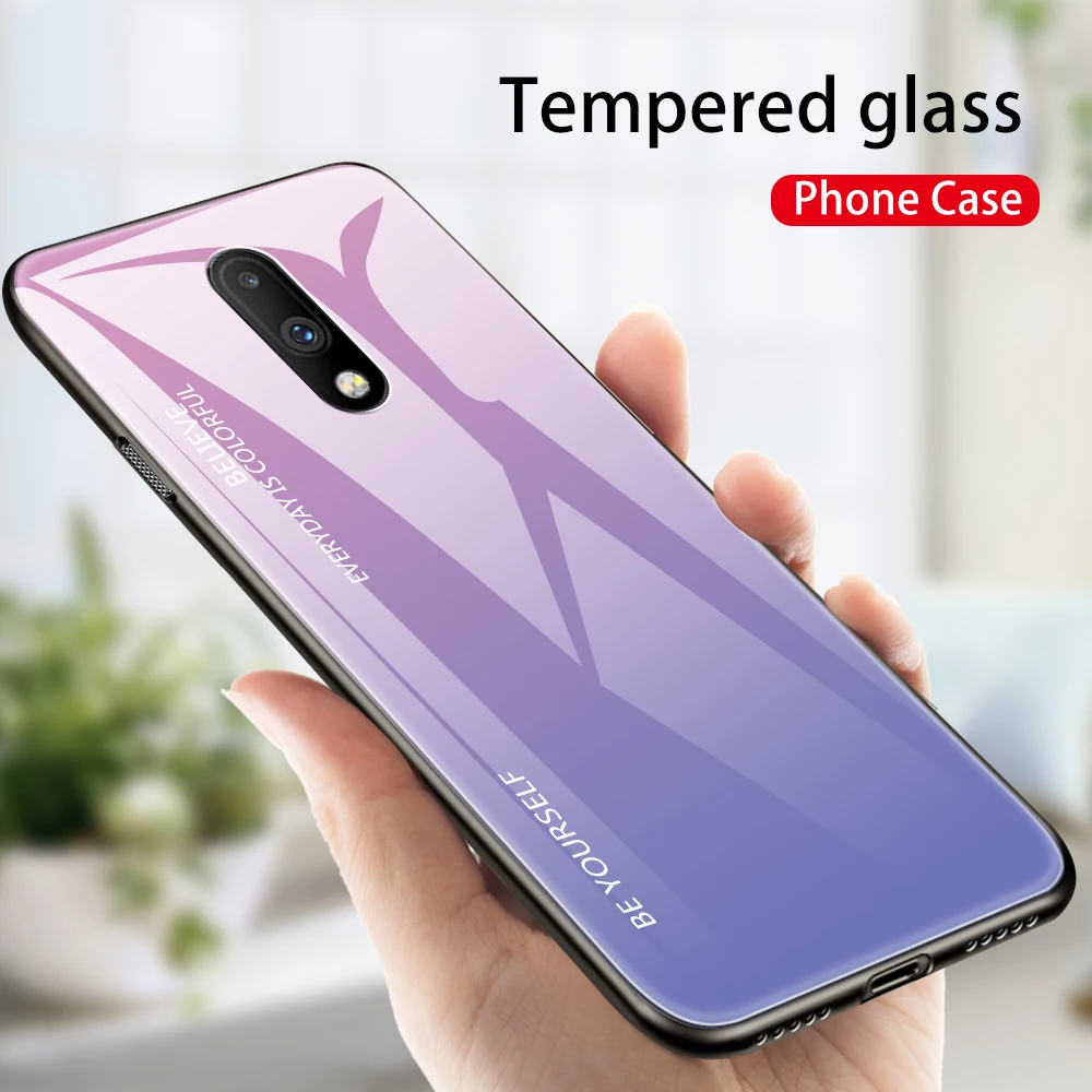 Градиентный чехол для OnePlus 7 7Pro 1+ 6 1+ 6 T One Plus 1+ 7 1+ 7Pro 6 6 T 6 T Жесткий ПК+ Силиконовый мягкий чехол для телефона из закаленного стекла