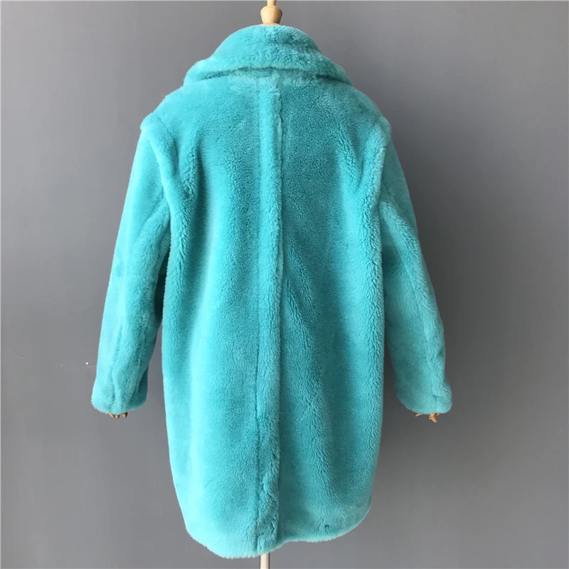 Роскошные jexxi высокое качество женские пальто из овечьего меха свободные модные теплые толстые зимняя верхняя одежда парки с отворотом женские плюшевые пальто