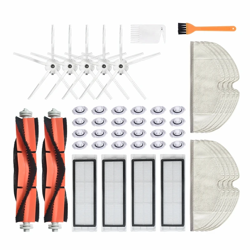 

5 Side Brush + 2 Roller Brush + 4 Filter Net + 8 Mop Cloths Pad + 24 Filter for Xiaomi S50 S55 S60 T4 T6 Robot Vacuum C