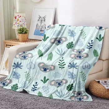 

Koala Flannel Blanket Cartoon Animals Plush Microfiber Bedspreads All Season for Bed Couch Kids Girls Boys Travel Office Blanket