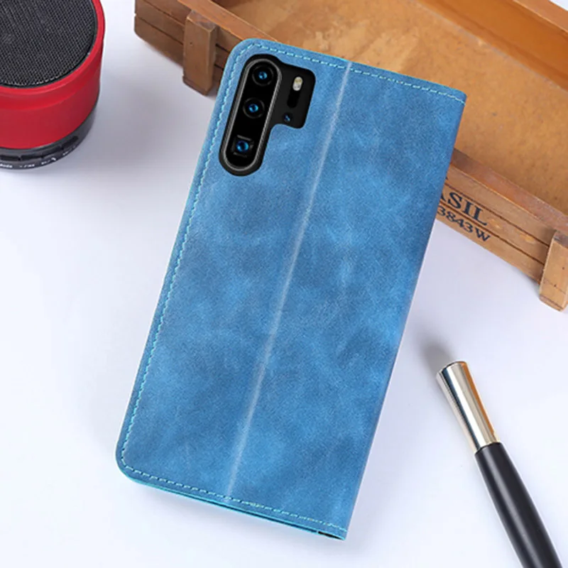 Флип Чехол Для huawei P10 P20 P30 Lite Коврики 10 20 Pro Y6 Y9 P smart масло воск текстура чехол для Honor 8X 7X 7a 9 9X10 20 lite - Цвет: Blue