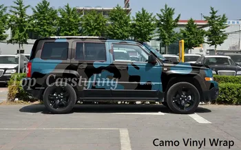 

Large blue BLACK camouflage Vinyl Wrap camo car wrap covering self adhesive film with air release PROTWRAPS 1.52x10m/20m/30m