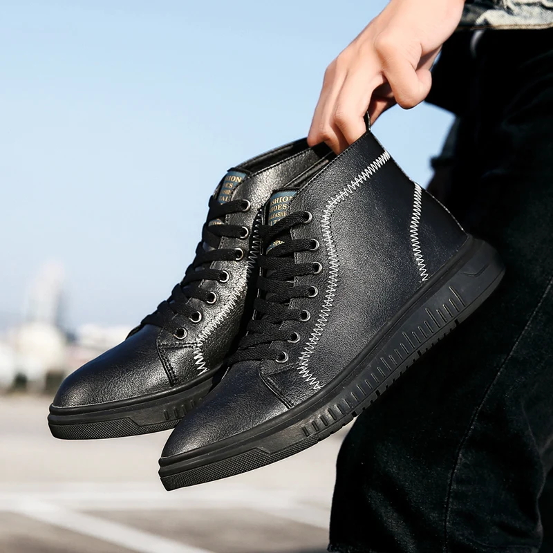 

Fashion autumn and winter new casual low to help flat sports high quality men's vulcanized shoes large size 39 - 48