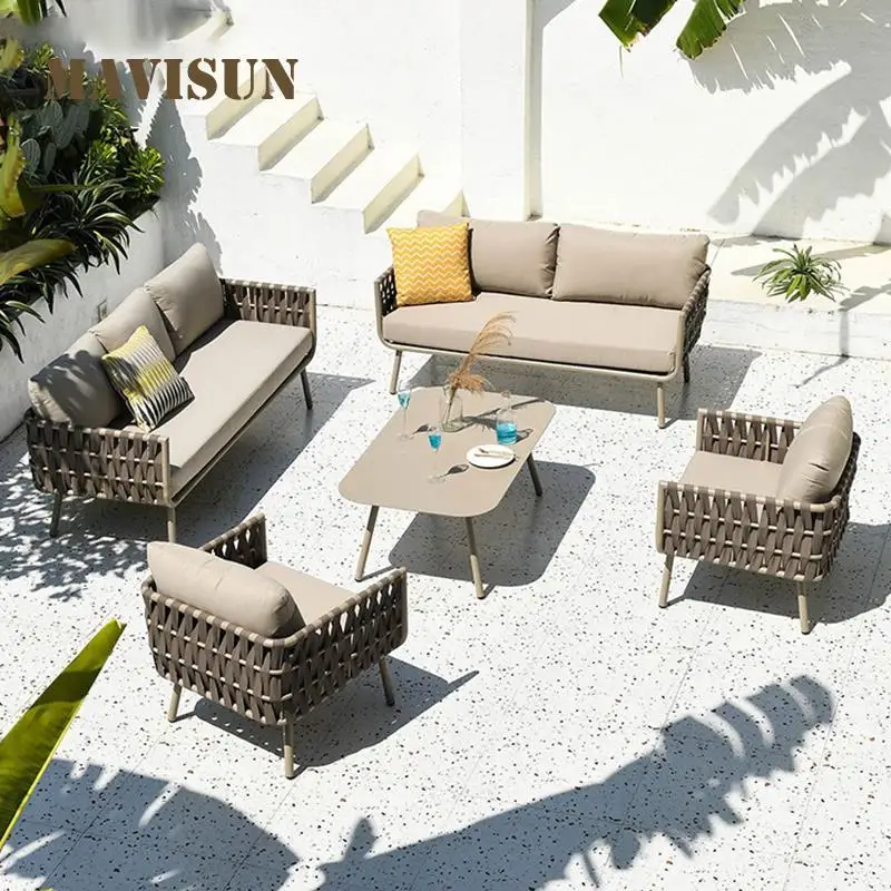 Outdoor Design Sofa Modern Northern Europe Minimalist Villa Courtyard Patio Leisure Rattan Chair Garden Terrace Furniture Set