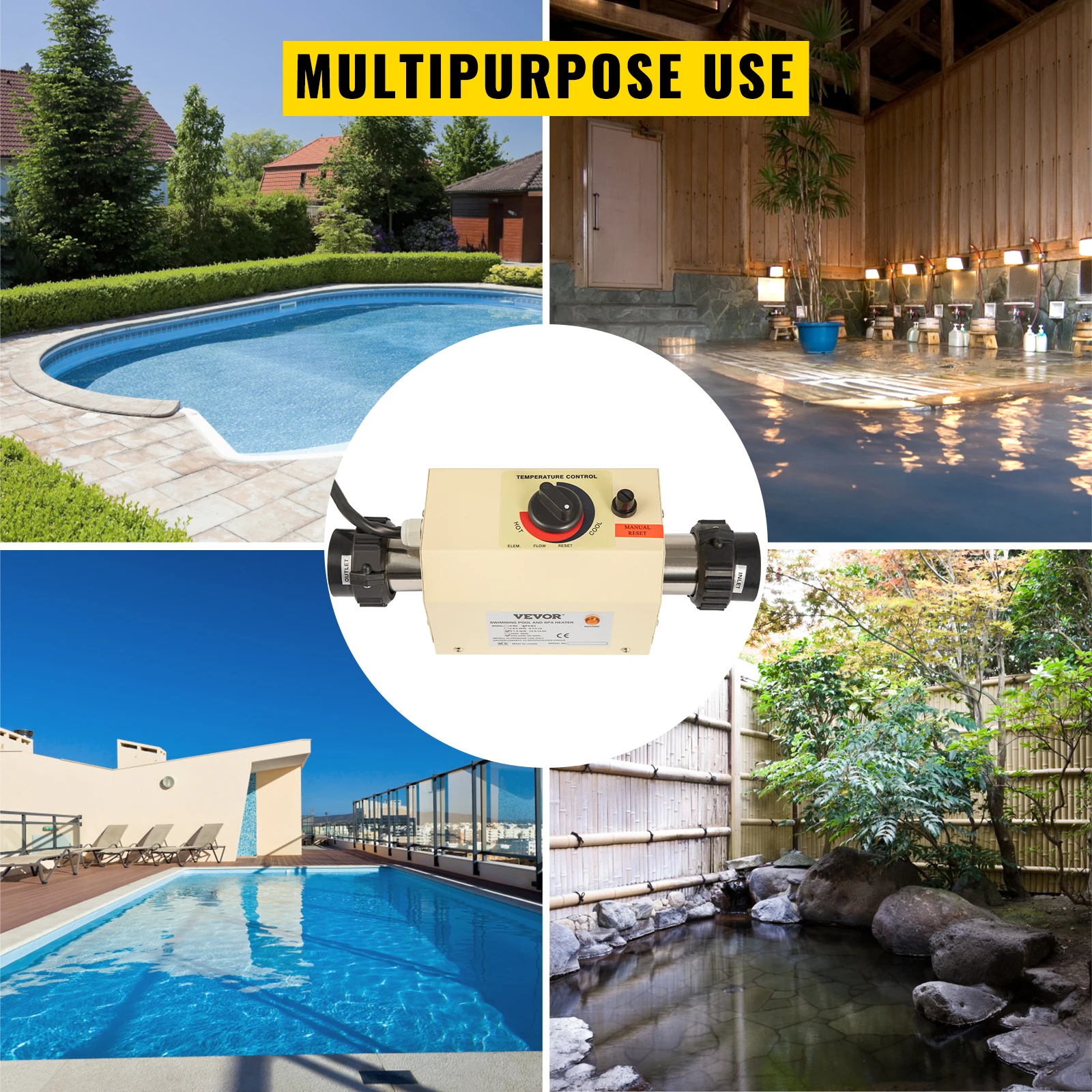 VEVOR 2KW Electric Water Heater Thermostat 220V Swimming Pool Heater  Bathtub SPA Bath For Massage Hot Tub u0026 Jacuzzi Heating - AliExpress