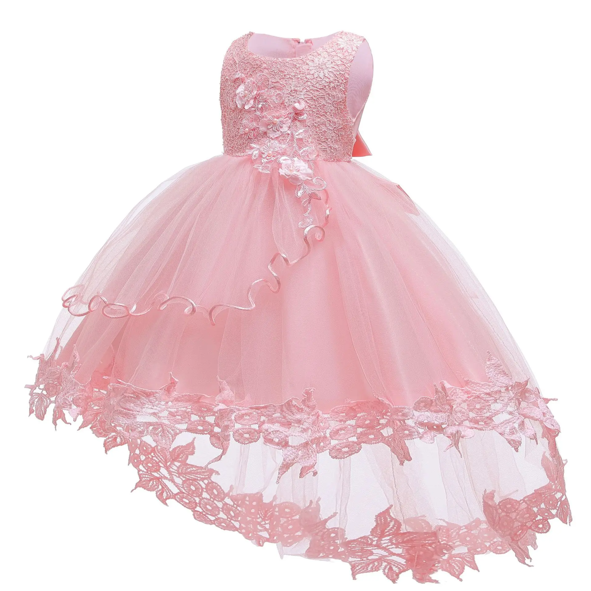 Vestido infantil/Детское платье для девочек; Рождественская Одежда для девочек; платье принцессы для первого дня рождения, свадьбы; одежда для детей 3, 6, 9 месяцев - Цвет: Pink