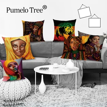 

Indian Race Cushion Cover Portrait Woman Home Decor Sofa Throw Pillows Case Ethnicity Decorative Pillow Cases Housse De Coussin