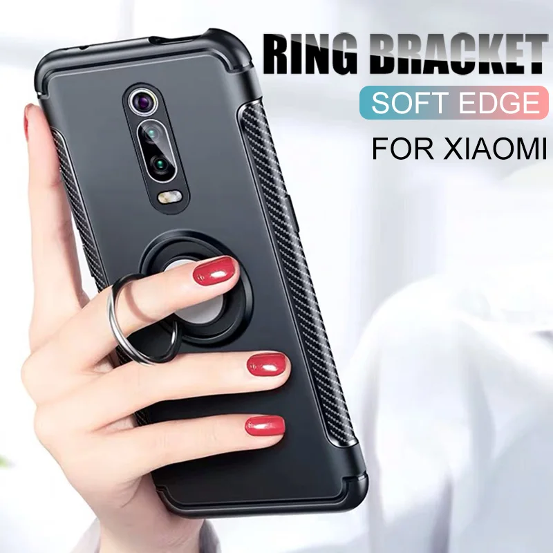 

Luxury Shockproof Phone Case For Xiaomi Mi 9T Pro 8 9 Se Explorer Hard Pc Soft Silicone Case For Redmi K20 Pro With Ring Bracket