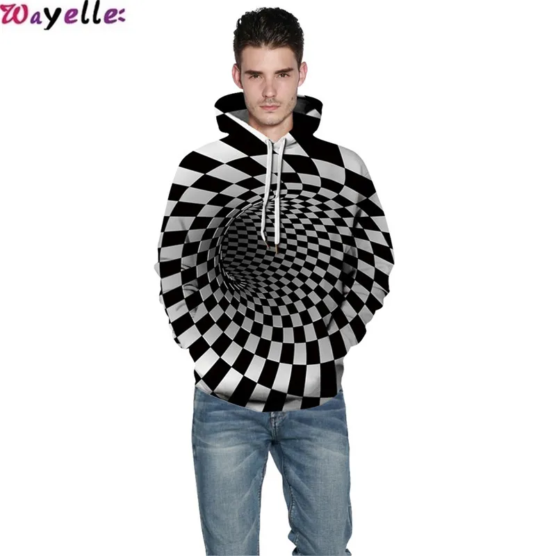 

Hot 3D Digital Printing Vortex Lovers Hooded Sweatshirts Street Influx People Loose Sports Baseball Uniform Warm Visual Impact