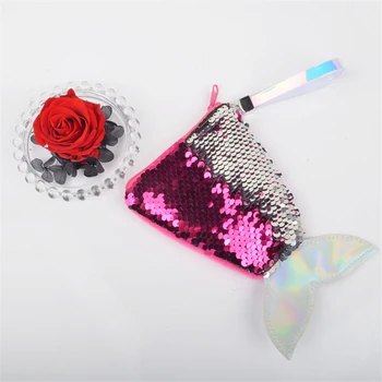 

The New Mermaid Tail Sequins Handbags Purse Baby Girls Mini Messeng Bag Inclined Coin Purse Bag Small Women's Wallet Zipper