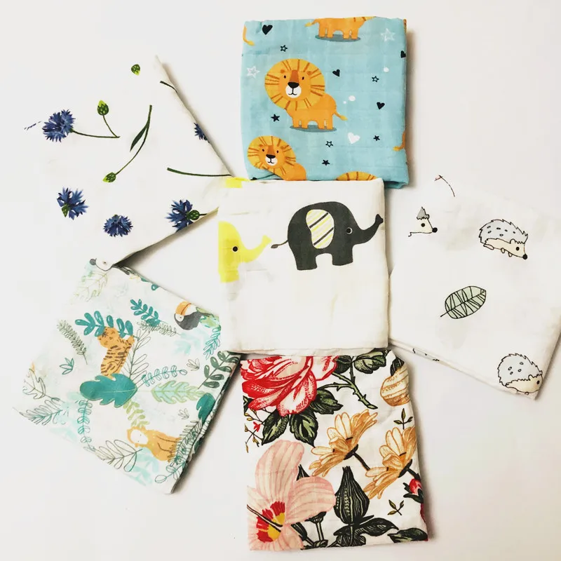 Manta de algodón orgánico para bebé recién nacido, edredón de muselina, toalla de alimentación, baberos, pañal grande de muselina