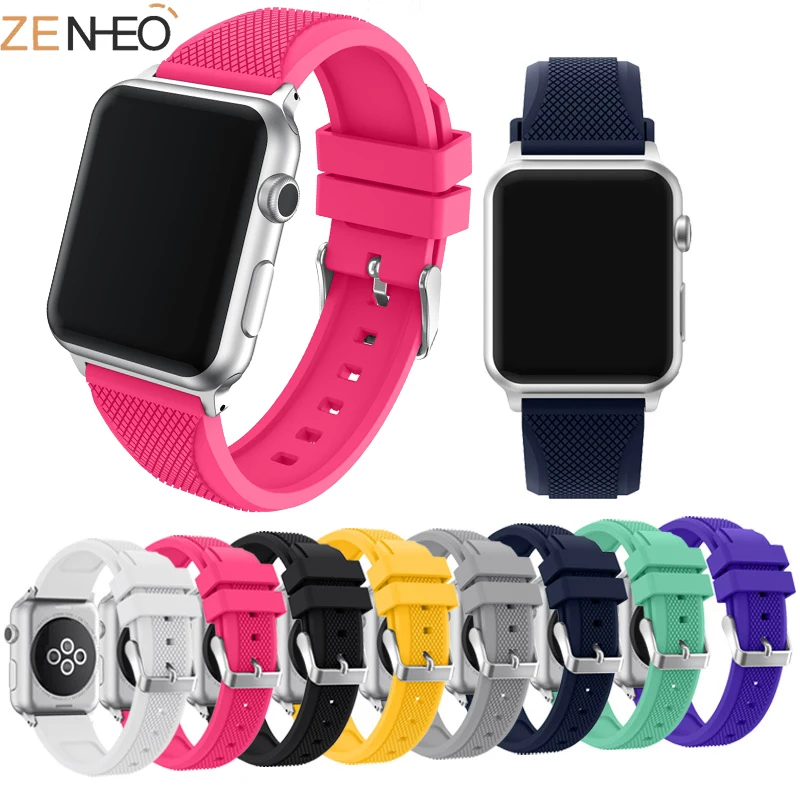 

Silicone Sport Watch Band for Apple Watch 42mm 38mm 44mm 40mm Wristband Bracelet Straps for iWatch Series 4/3/2/1 Watch