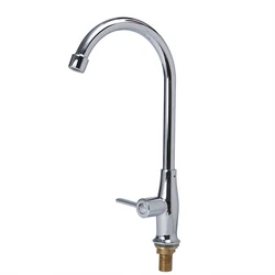 Modern  Basin Faucet Chrome Finished Single Cold Water Mixer Spin Large Radian Single Handle Water Tap Kitchen Bathroom Tools