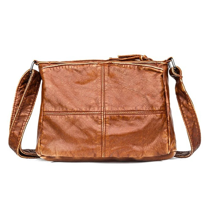 

Hot Messenger Bags High Quality Soft Leather Women's Bags Multi-Pocket Large Capacity Casual Women's Shoulder Bag Brown Bucket