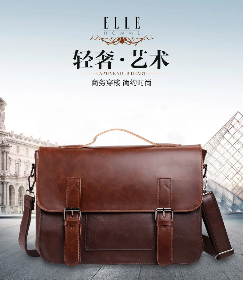 

ABBA male bag England Retro Handbag shoulder bag PU leather men messenger bags brand high quality men's travel crossbody bags