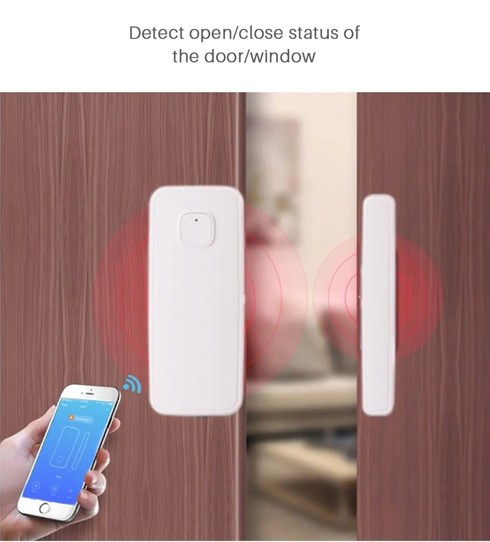 Домашний датчик безопасности, домашний дверной/оконный детектор, Wi-Fi приложение уведомления, оповещения, работающая от батареи, работает с Alexa Echo Google Home