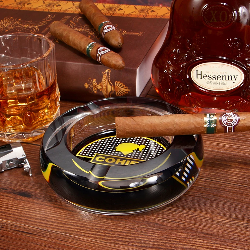 COHIBA Роскошная Хрустальная пепельница для сигар 3 пепельницы в 1 дизайн Бытовая Портативная Домашняя пепельница для сигарет уличная пепельница CLG-0011